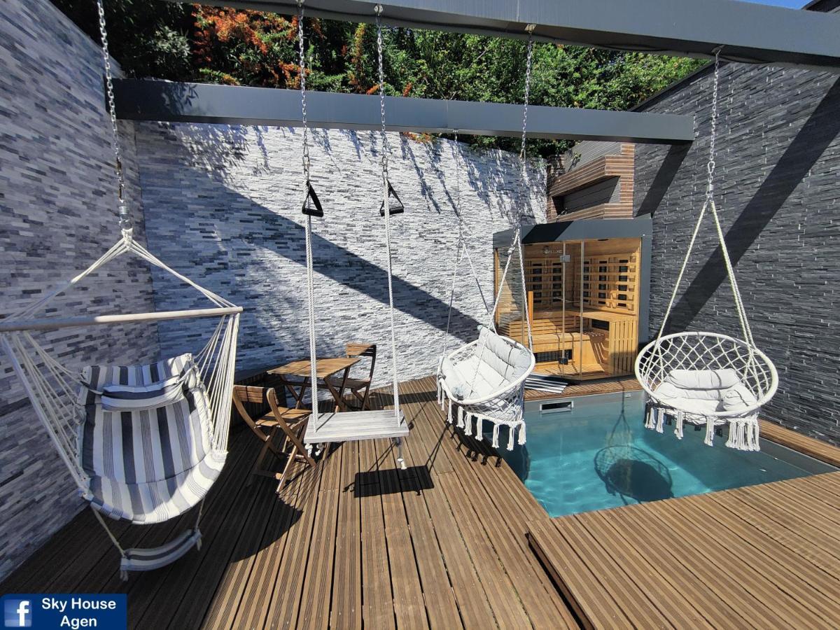 Sky House Agen Logement détente avec Spa Jacuzzi Sauna Hammam Esterno foto